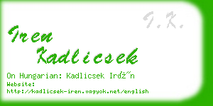 iren kadlicsek business card